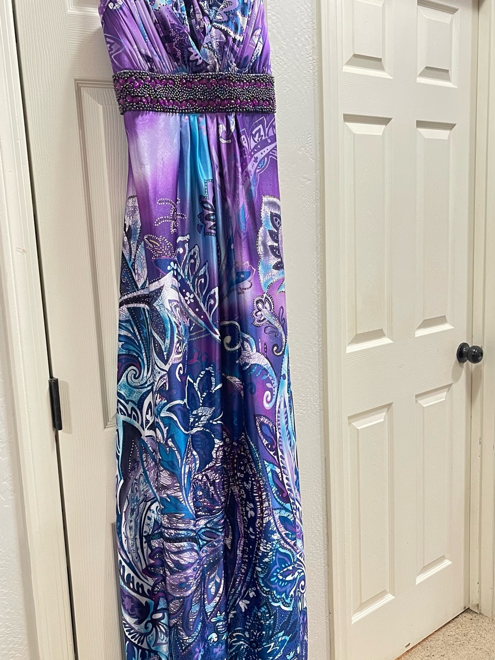 Purple & Blue Paisley Maxi Dress